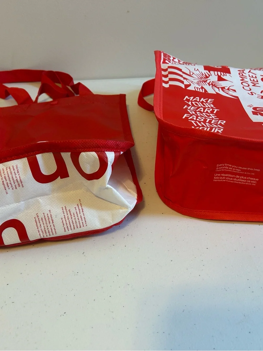 lululemon 2 Red Graphic and Solid Reusable Tote Bags